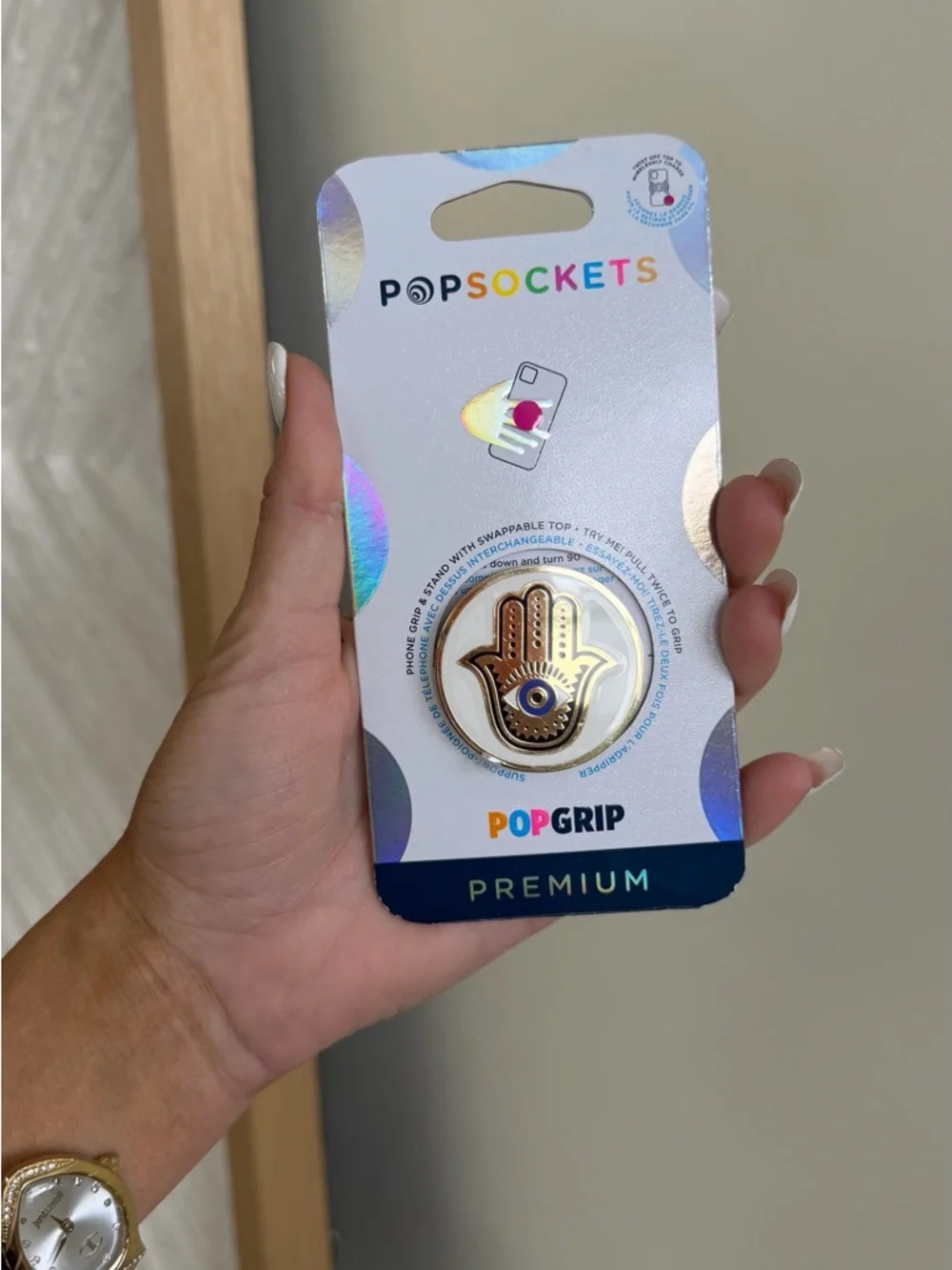 PopSocket Premium PopGrip Phone Grip Gold Hamsa Hand Evil Eye